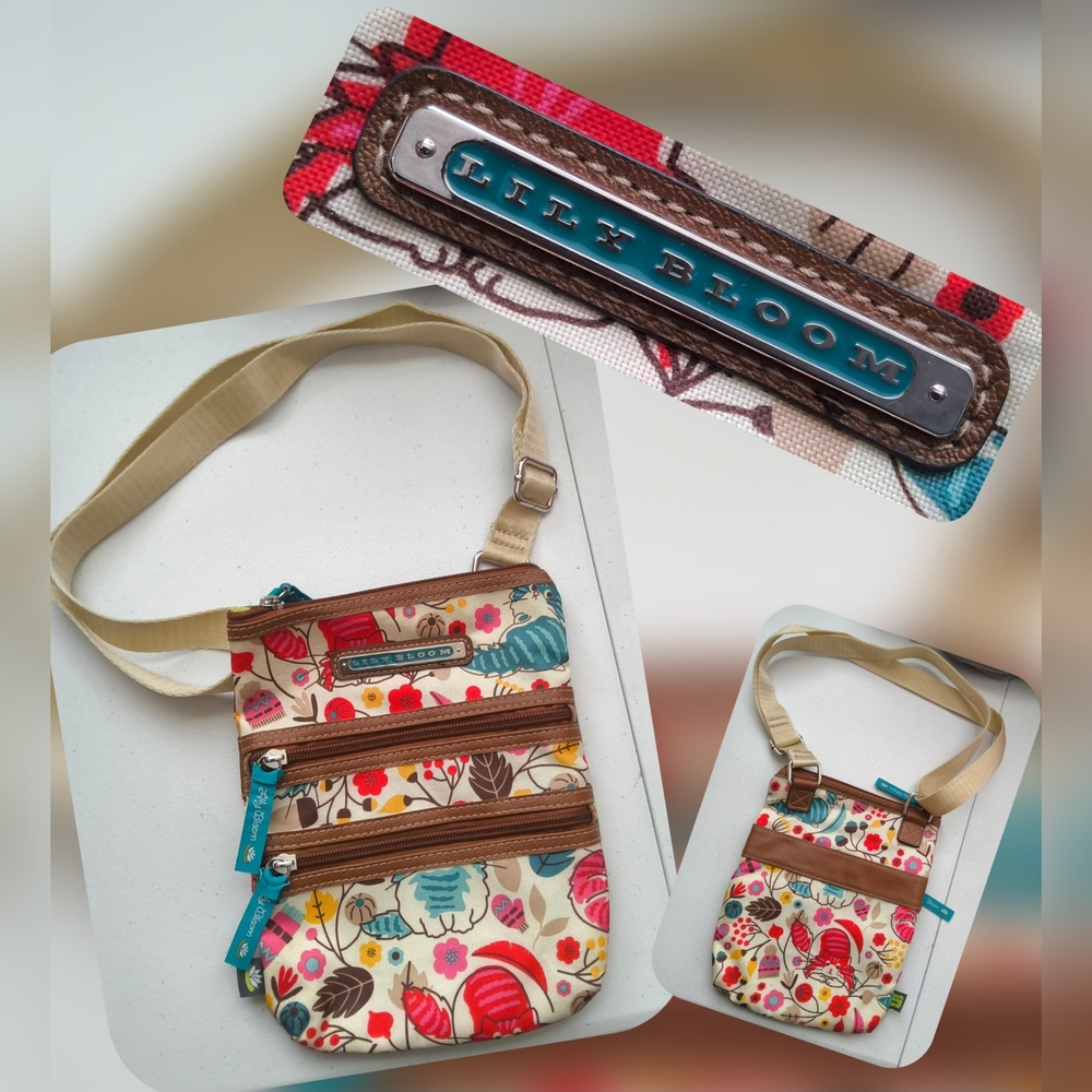 Lily Bloom Colorful Floral And Cat Crossbody Bag (Nwots)
